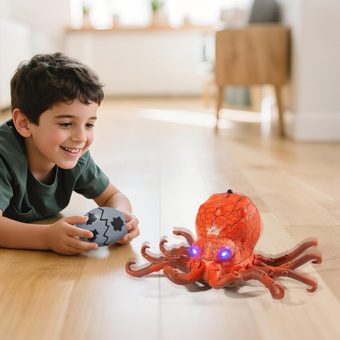 6+ AMCHSURI Remote Control Animals Crawling RC Octopus Toy with Blue LED Eyes & Realistic Movement Crawling, Cool Gag