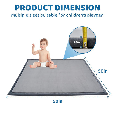 50 50in, 1.4in SUNYRISY Baby Play Mat for Floor x Thick Memory Foam Padded Play Mats for Baby, Soft Velvet Infants