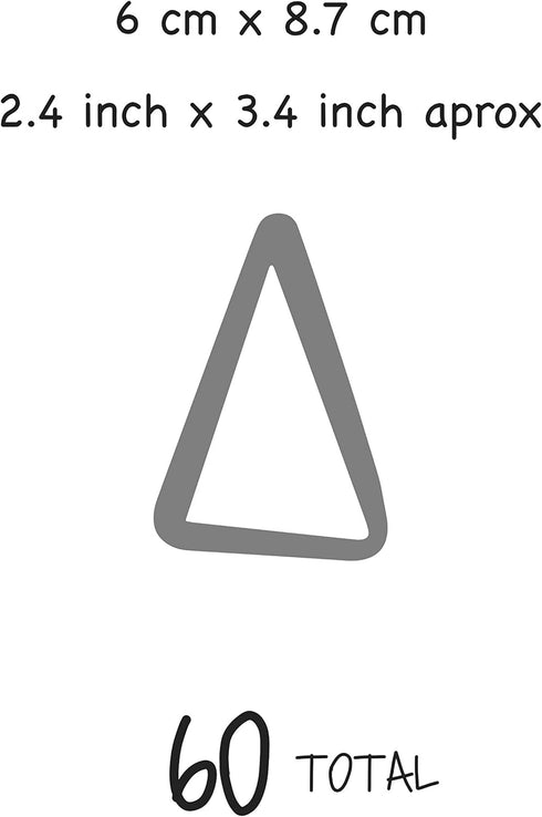The Boho Design Vieli Arte Grey Transparent Triangles, Hand Drawn Wall Vinyl Sticker Decal for Nursery, 60 pcs