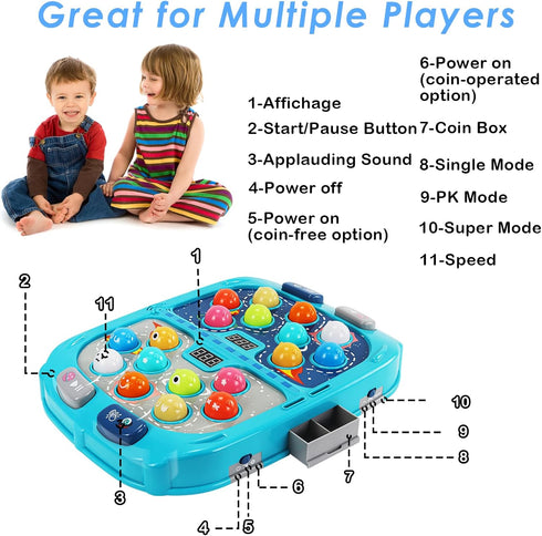 Whack Mole Game for Toddlers - Large Whacking Toy with Sound and Light, Interactive Pounding Toy
