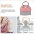 Portable Breast Milk Storage Bag Insulated Cooler Tote for Nursing Moms, Gray-Pink Thermal Milk Bottle Organizer