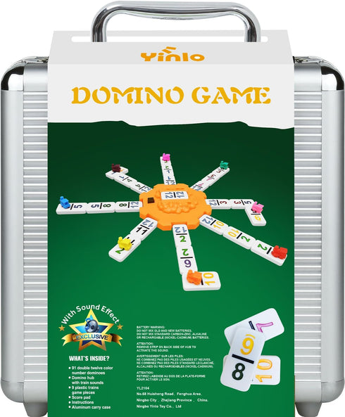 Yinlo Mexican Train Dominoes SetDouble 12 Dominoes with Train Sound Effect, Portable
