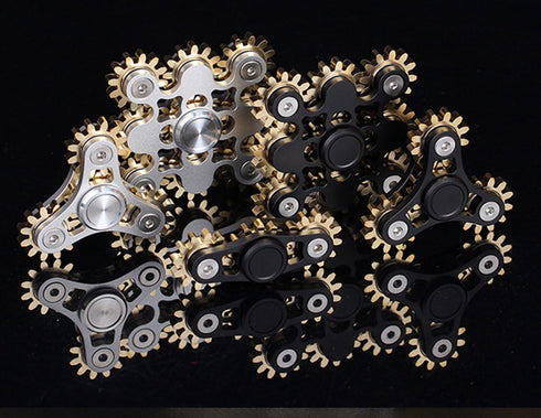 Pure Brass Fidget Spinner, Gears Linkage Toy for Focus Meditation, EDC, ADHD, 9 Gears, White