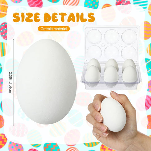6 Halloscume Pcs Ceramic Chicken Nesting Eggs Easter Fake Chicken Eggs for Nesting Boxes Realistic Crafts for Hens