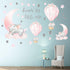 WEWINLE Dream Big Little One Elephant Wall Stickers, Pink Moon Hot Air Balloon Grey Stars Wall Decals for Nursery Kids