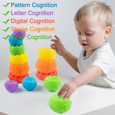Baby Sensory Toy for Toddlers 1-3, Stacking & Building Blocks Montessori Toys for Gifts 1 2 3 Years Old