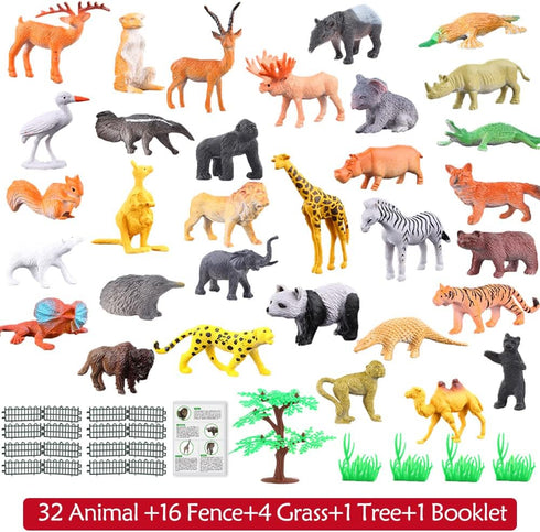 Animals Figure Set - 54 Piece Mini Jungle Toys, Realistic Wild Vinyl Plastic for Learning Party Favors