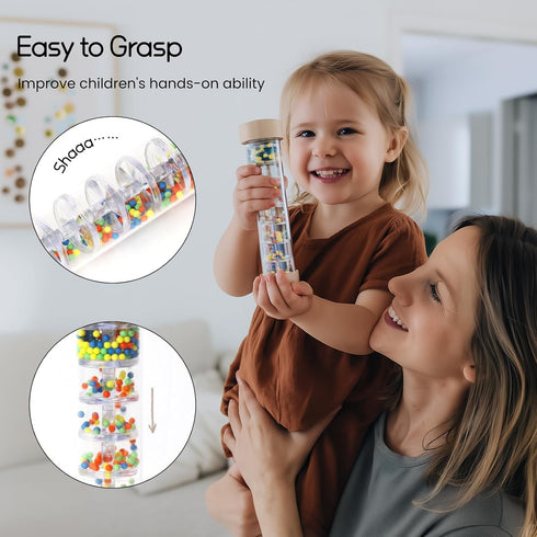 8 Inch Rainmaker Rain Stick Musical Instrument for Babies, Toddlers and Kids, Rainfall Rattle Tube Rainstick Shaker Toy
