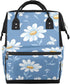 Hsnar Refreshing Daisy Flowers Waterproof Diaper Bag Backpack Large Capacity Baby Bag with