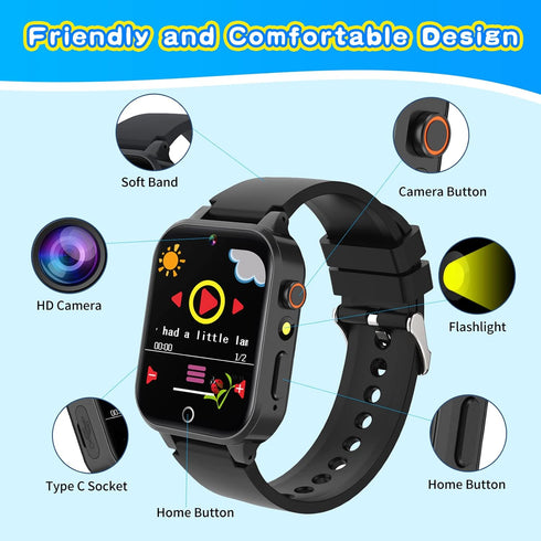 Cosjoype Smart Watch for Kids - 26 Puzzle Games, HD Touchscreen Camera, Music Player, Educational Gift for Ages 8-10