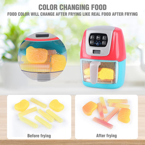 Playset 2+ Toy Air Fryer for Kids, Kids Play Kitchen Accessories, Chefs Pretend Kitchen Appliance Toys Oven w/Light
