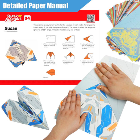 Rohelm 5-8, 12 36 5-12 Paper Airplane Kits, Origami Kit for Kids Ages Classic Origami Designs, Sheets of Colorful