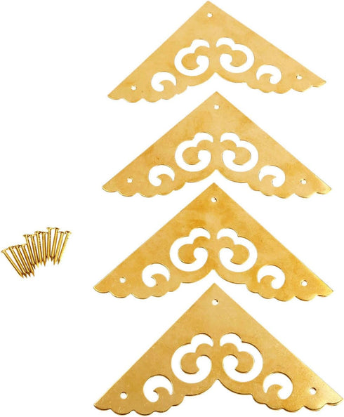 4Pcs 2.5" Album dophee Brass Flat Corners Bracket, Retro Table Corner Cover Protectors for Box Cabinet Desk Book Frame