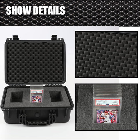 Graded Card Storage Box Compatible with BGS PSA SGC FGS, Weatherproof Case with Impact Absorbing Foam Slots