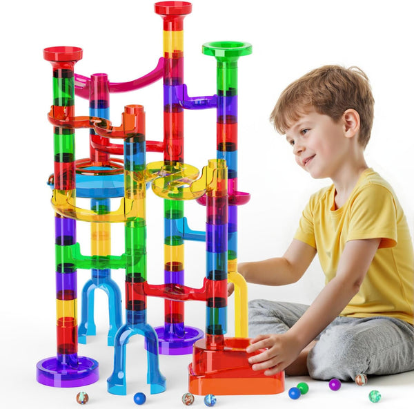 Marble Run, 109Pcs Marble Maze Game Building Toys for Kid, Upgrade Mable