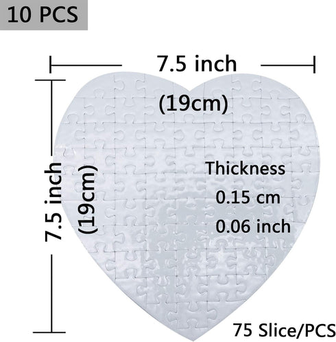 10 Sets Blank Sublimation Heart-shaped Jigsaw Puzzle with 75 Pieces DIY Heat Press Transfer Crafts Thermal Transfer Puzzle Wholesale Thermal Transfer Pearl Puzzle Blank Puzzle