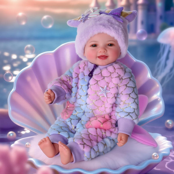 BABESIDE Mermaid Baby Doll Girl-17inch Realistic Soft Baby Dolls with Sparkling Mermaid