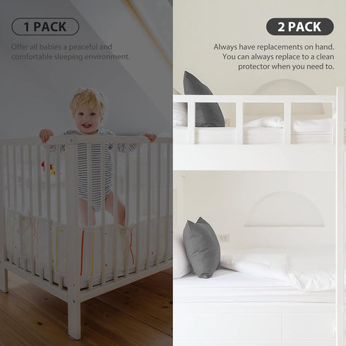 2 Pack (52x28 Inches) Ruili Rayon Bamboo Viscose Waterproof Crib Mattress Protector, Quilted Fitted Breathableddler