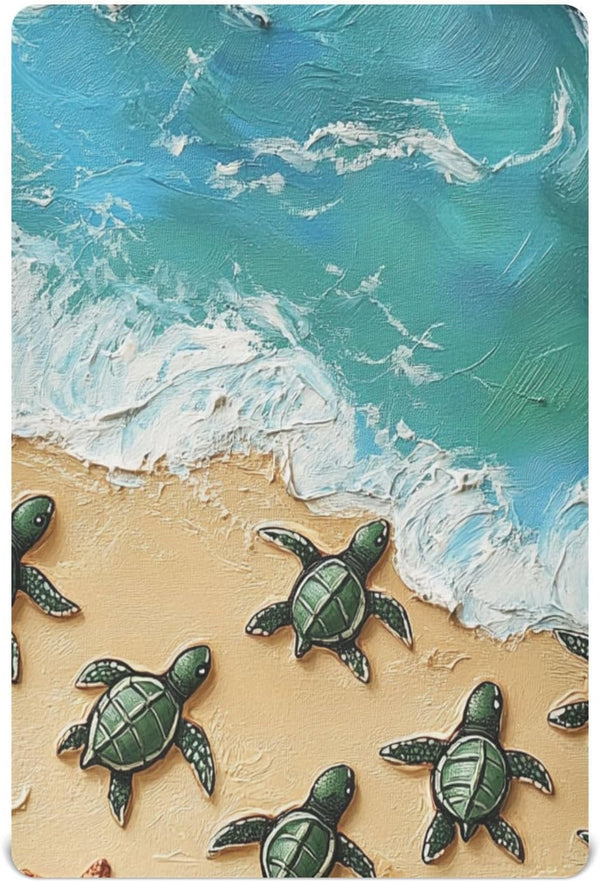 Vdsrup Crib Sheets for Boys Girl Beach Turtles Neutral Mini Crib Mattress Sheets