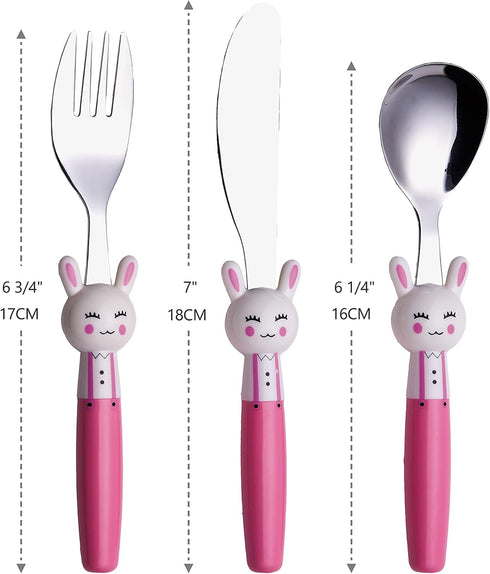 ANNOVA Kids Silverware Set, 6 Pieces Childrens Flatware Stainless Steel (6FS, Rabbit)