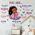 Yovkky Black Girl Religious Butterfly Wall Decal Sticker, Positive Saying You are Beautiful Nursery Decor,