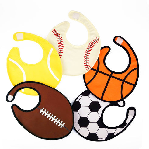 Waterproof Baby Boy Sports Bibs, Triple Layer-Cotton Front, Highly Absorbent Drooling Burp Cloths for Boys Girls (5
