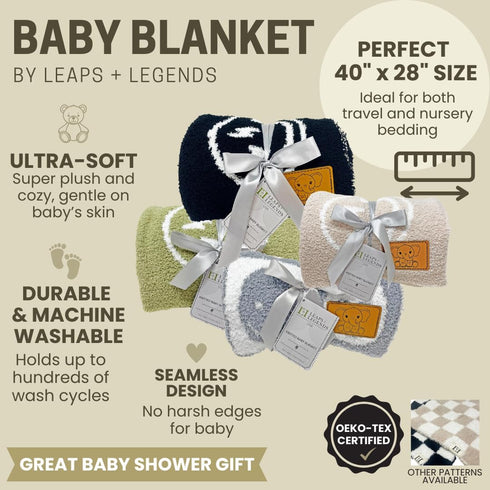 28"x40" L+L USA Construction Trucks Baby Blanket - DreamSoft Knit Throw for Crib, Stroller, Car Seat - Soft Newborn