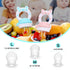 Baby Fruit Food Feeder Pacifier, 6 Pcs Silicone Teething Toy for 3-24 Months, Blue & Gray Piggy Handle