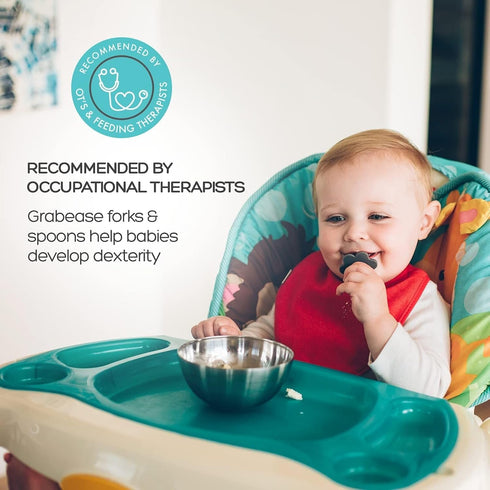 Grabease Baby & Toddler Utensils - BPA-Free & Phthalate-Free Cutlery Set - Spoons & Forks for Baby & Toddler