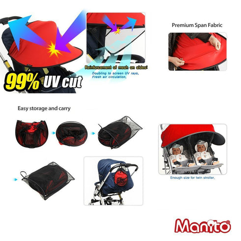 Manito Twin Stroller Sun Shade - Bright Red