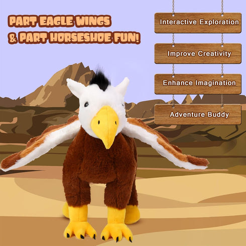 Plush Hippogriff Stuffed Animal - 12 Inch Large Hippogryph Plush Toy, Mixture of Bald Eagle and Horse Mythological