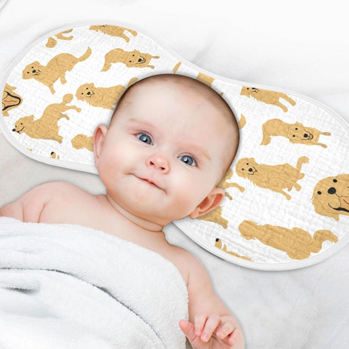 YYZZH 2 Pack 100% Golden Retriever Dog Muslin Burp Cloths for Baby Soft Cotton Baby Washcloths Bibs for Boy Girl