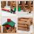 Wondertoys 208 Pcs Classic Wooden Log Set, Real Wood Building Logs for Ages 3+, Retro Gift Set for Boys