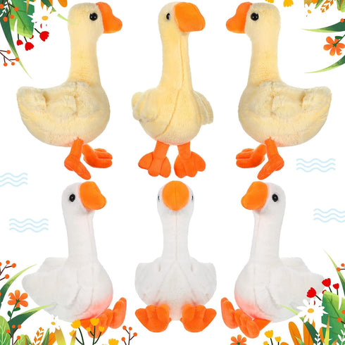 6 Pieces Goose Stuffed Animal: 6.3 Inch Plush White Light Yellow Toy, Soft Doll Birthday Gift