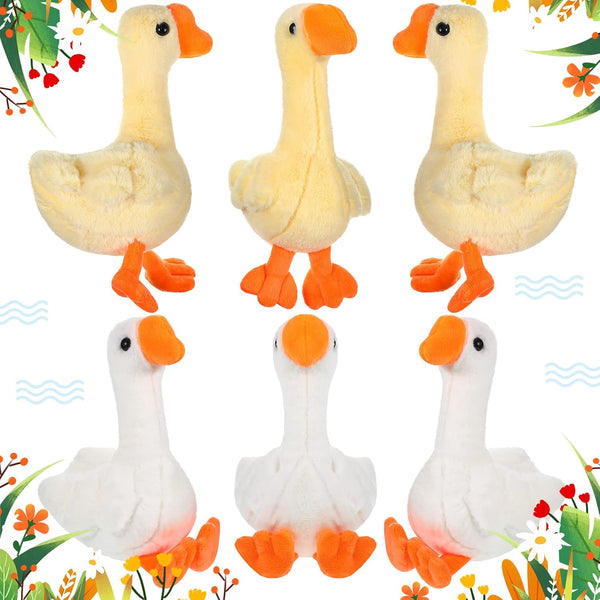 6 Pieces Goose Stuffed Animal: 6.3 Inch Plush White Light Yellow Toy, Soft Doll Birthday Gift