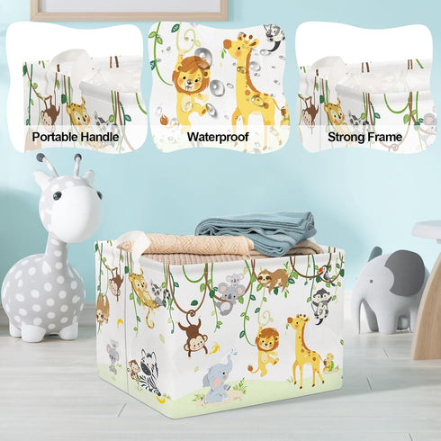 Clastyle Vine Woodland Animal Baby Basket, Toddler Gift Toy Chest Box, Nursery Room Decor Organizer