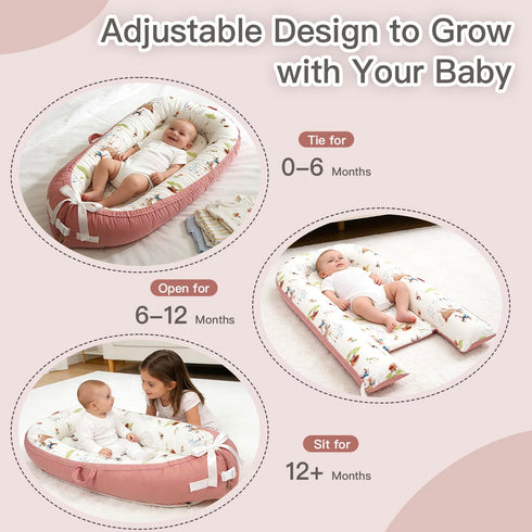 Meindoovm Baby Lounger | Organic Cotton Infant Support Cushion | Reversible, Adjustable & Portable Floor Cushion |