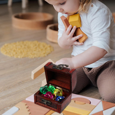 balacoo 1 Set Mini Pirate Treasure Chests - Vintage Pirate Jewelry Storage Box with Lock and Jewels Crafting Children's