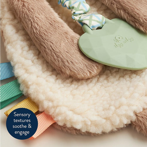 Itzy Ritzy - Itzy Lovey Including Teether - Baby Lovey with Teether, Textured Ribbons & Dangle Arms - Features Crinkle
