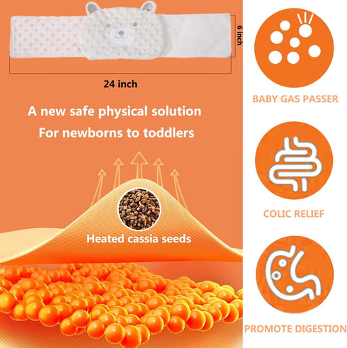 Tummy Upset Baby Colic and Gas Relief - Cassia Seed Heated Wrap,Infant Warming Pad Belly Band Gripe Belt Relieves