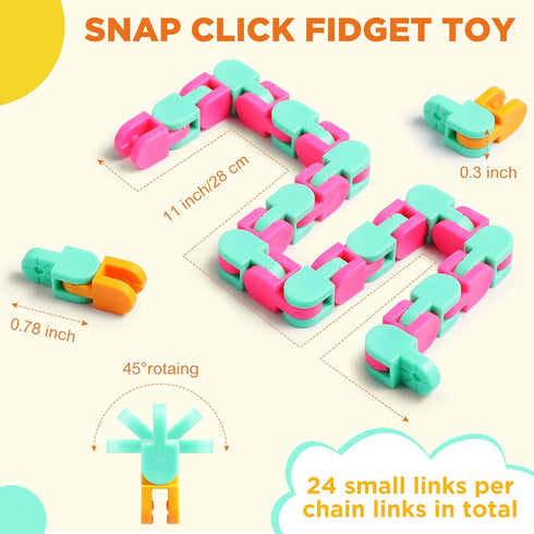 60 Packs Sotiff Wacky Track Fidget Toy Fidget Links Colorful Snake Toy Gift for Kids Adult Autism Stress Relief Therapy
