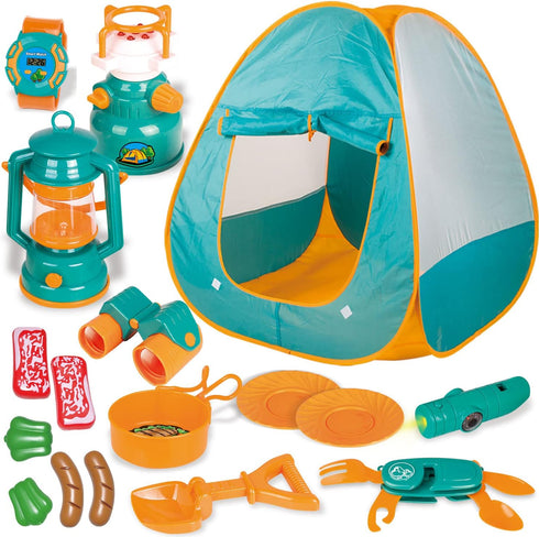 FUN LITTLE TOYS Kids Camping Gear Set - Pop Up Tent Outdoor Toys Camping Tools Set for Kids