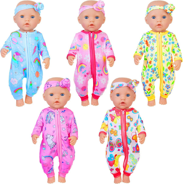 ZITA ELEMENT 5 Sets 14-18 Inch Baby Doll Clothes Outfits, Casual Wear for 17 Inch Baby Doll, 10 Pcs Doll Clothes