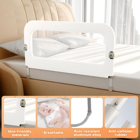 59inch omzer Bed Guard Rail for Toddlers - Foldable & Adjustable Height Baby Bed Safety Side Rails - Large Toddler Crib