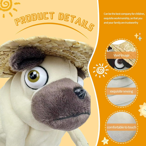 Hilarious Pug Stuffed Animal with Straw Hat - 6" Funny Ugly Cute Pug Plush Toy, Weirdo Gift for Kids and Adults
