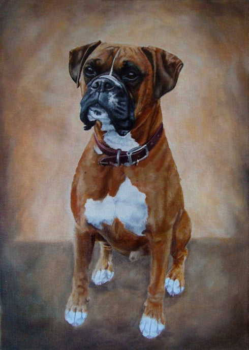 Jigsaw Puzzles 500 Pieces for Adults - Cute Boxer Dog Decorative Puppy Dog Portrait Wooden Puzzle DIY Wall Art Leisure
