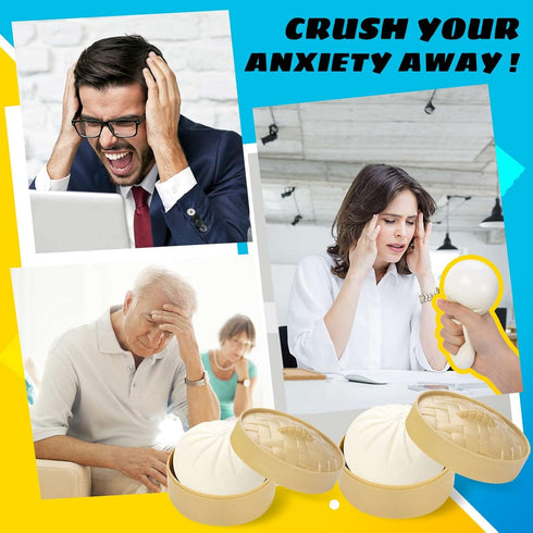 FFNIU 2Pack Dumpling Stress Ball, Dumpling Fidget Toy, Steamed Stuffed Bun, Stress Relief Decompression Toy