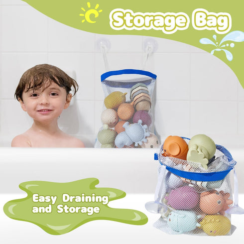 1-3, 15 6-12 AMCHSURI Animal Bath Toys with Floating Boats for Toddlers PCS Mold Free Bathtub Toy for Infants Months