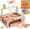 iLuckinSpri Wooden Pizza Toy Set for Kids, 68PCS Montessori Pretend Play Food Toys,