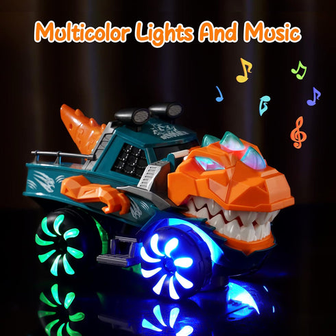 KidsMind 1-3,Battery 2 3 4 Dinosaur Monster Truck for Baby Boy Music and Light Up Toy for Toddlers Powered Dino Trucks